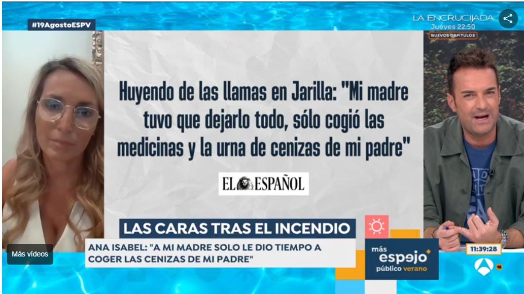 Ana Isabel relata cómo vivió su madre el desalojo por el fuego: